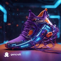 a purple shoe with neon lights on it